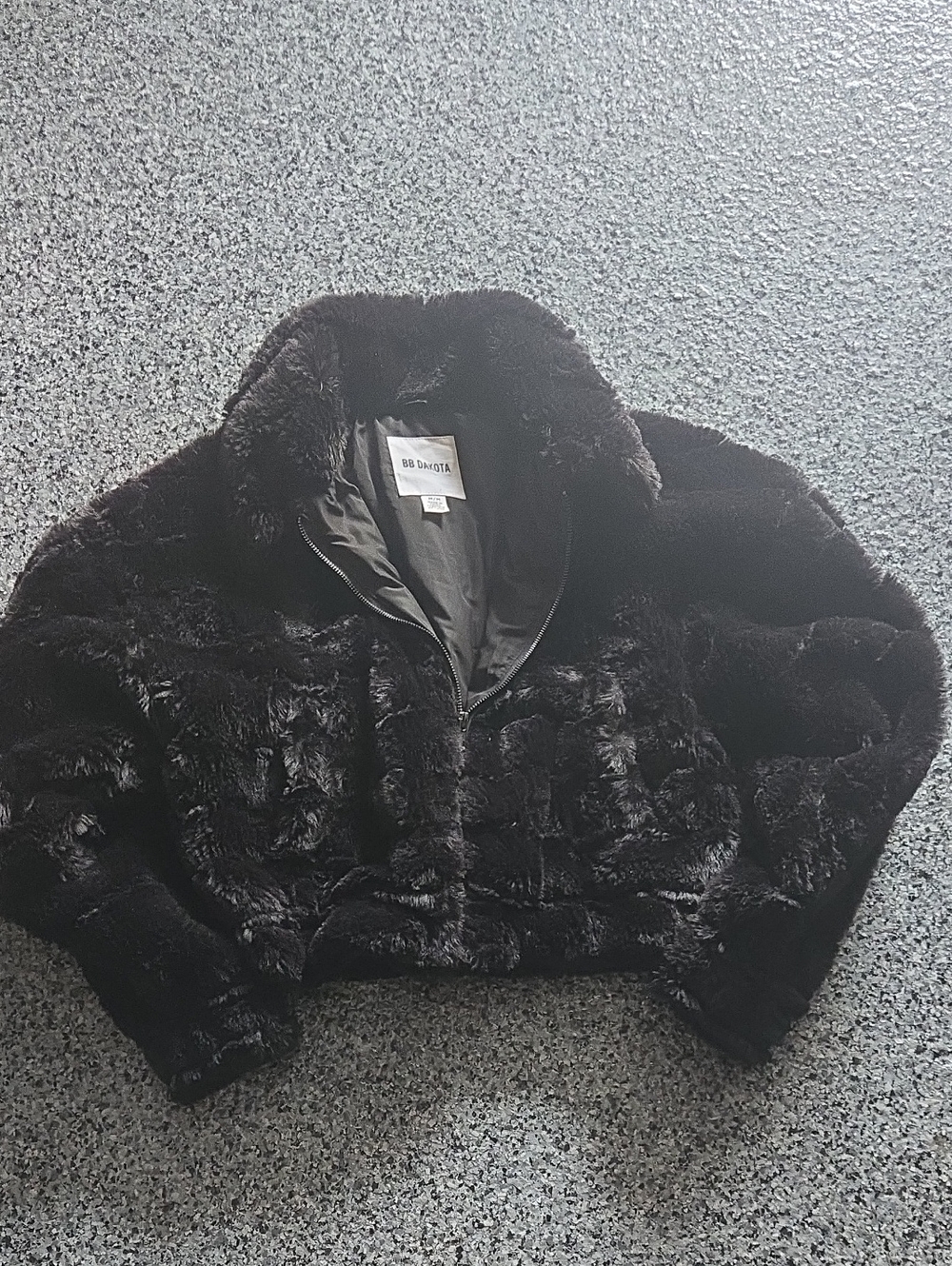 BB Dakota Black Faux Fur Cropped Teddy Jacket